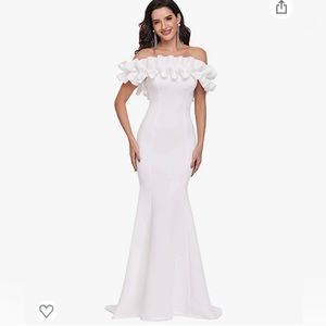 Ever-Pretty Womens Off Shoulder Ruffle Sleeve Bodycon Formal Party Dress